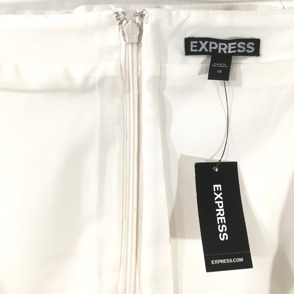 Express Minus the Leather Midi High Banded Waist Skirt Ivory Slit Plus Size 18 - Picture 9 of 10